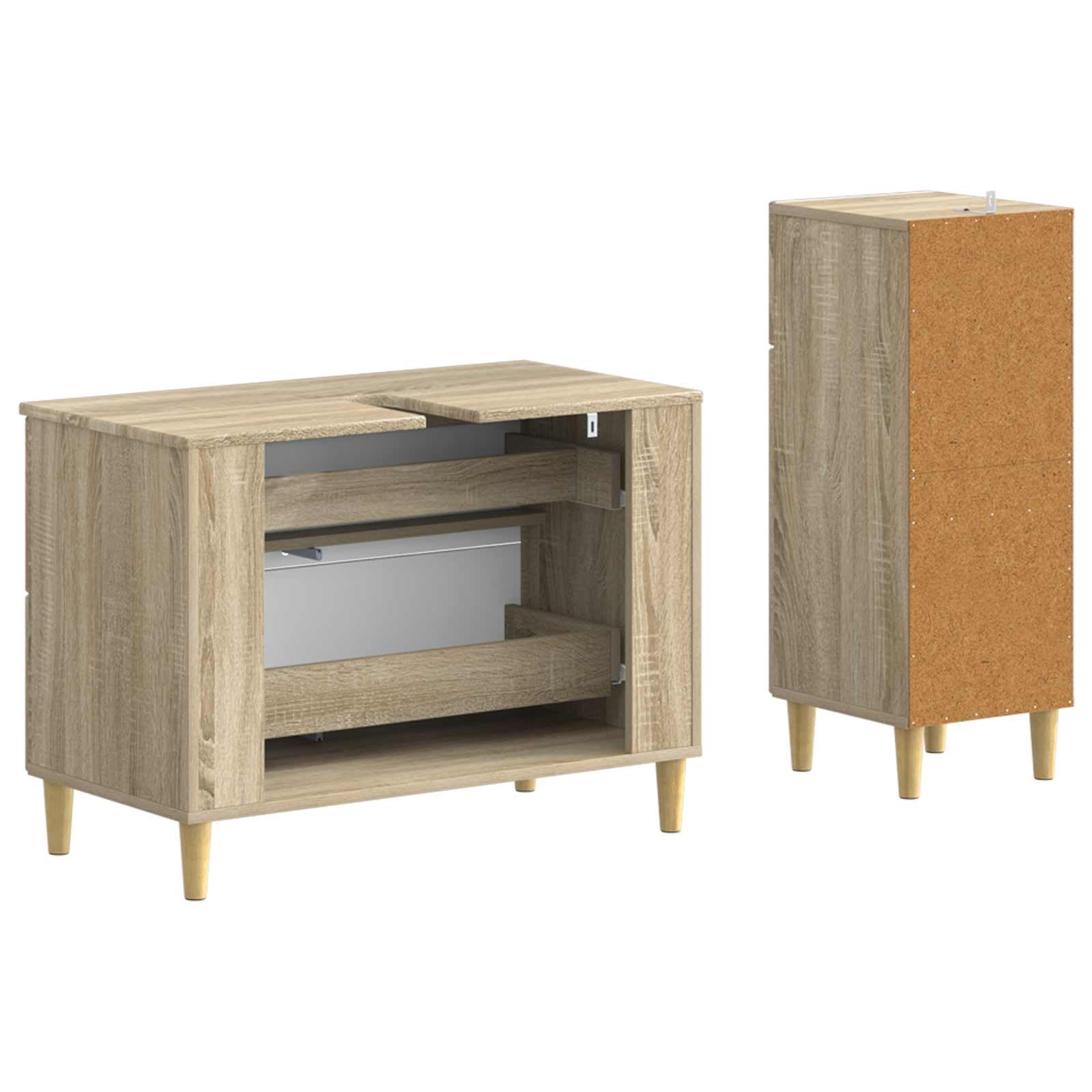 Mueble de baño de 2 piezas ARNHEM de madera de ingeniería, acabado Sonoma