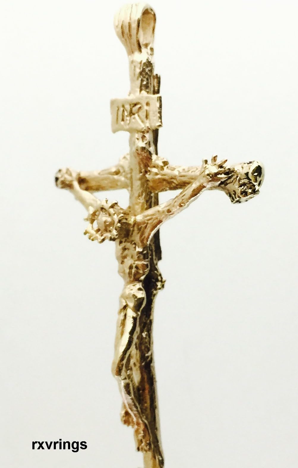 Crucifix Solid 14k Gold passion of Christ realistic sculpting by Ruben