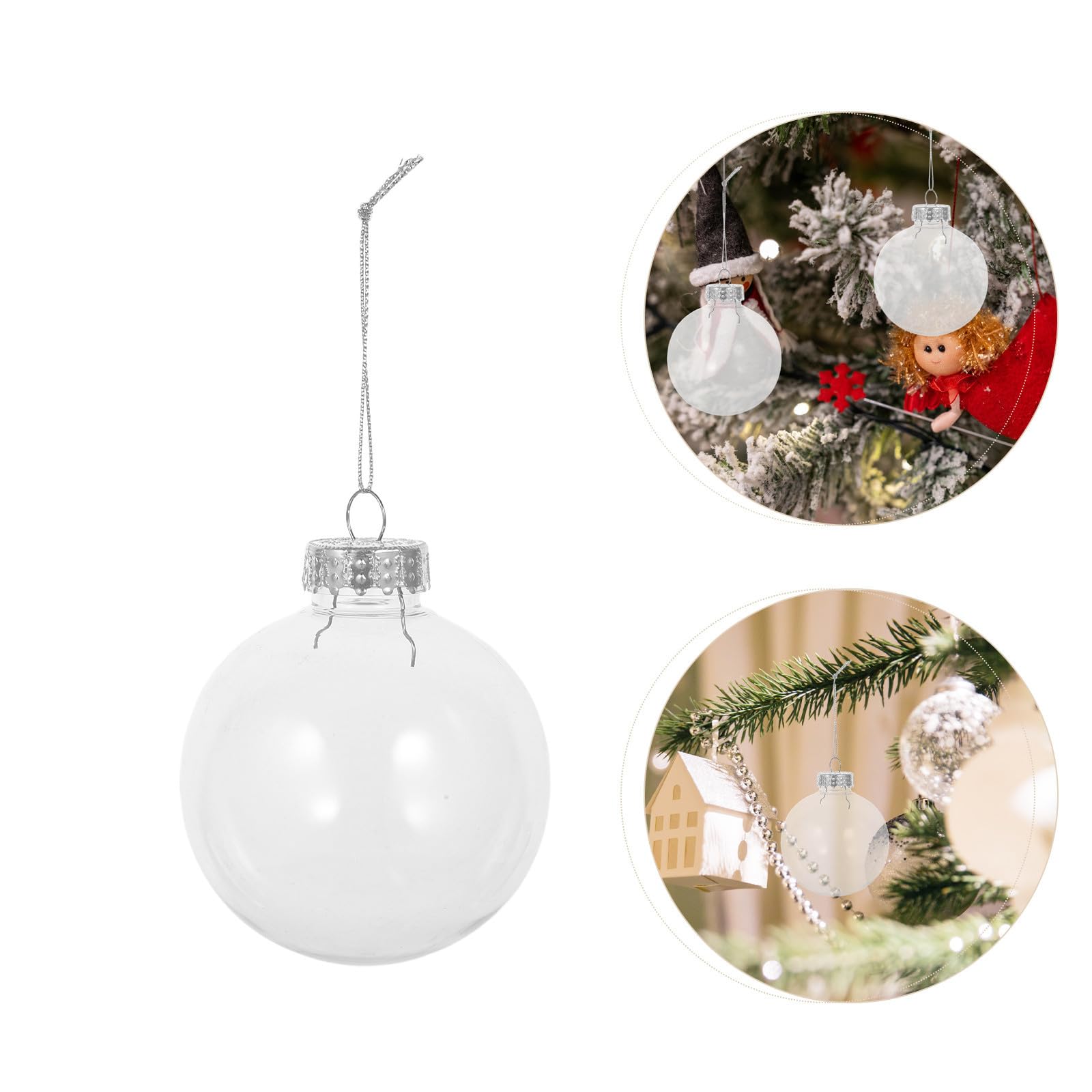 BESPORTBLE 10 Unidades Bolas Transparentes para Árbol de Navidad de Plástico, Decoración Creativa y Simple para Festival y Ambiente Festivo DIY