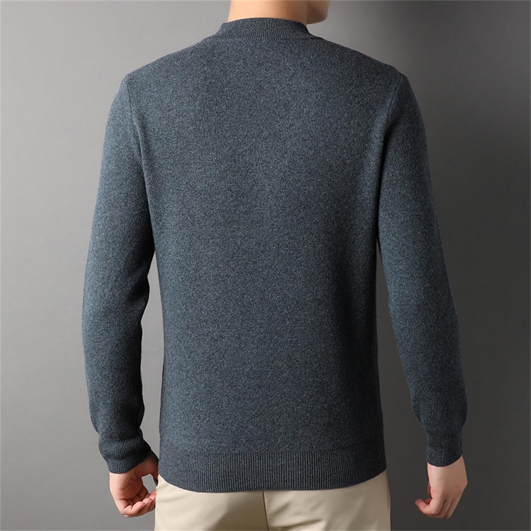 Maglione di Cashmere da Uomo Camicia Invernale con Fondo in Lana Tinta Unita Maglione Casual A Collo Alto A metà Tinta Unita