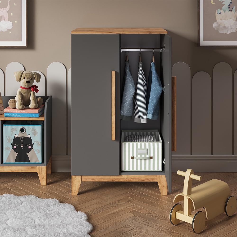 VitaliSpa Armario Infantil Malia, Gris/Artisan, 70 x 120 cm, para Guardar Ropa Infantil y combinable