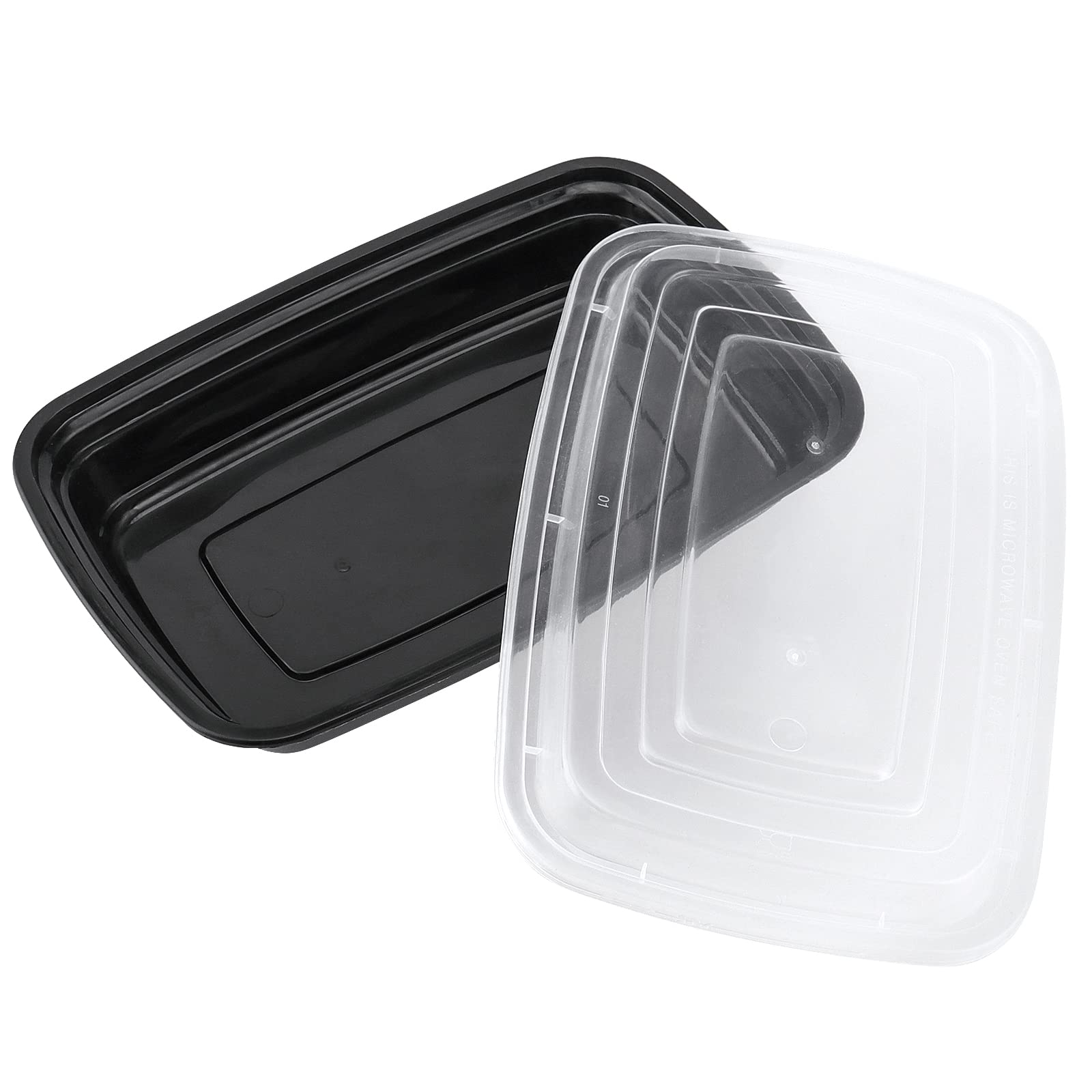 SINJEUN Paquete de 60 recipientes de plástico para preparación de comidas con tapas, 750 ml, sin BPA, cajas de almuerzo apilables, aptas para microondas y congelador