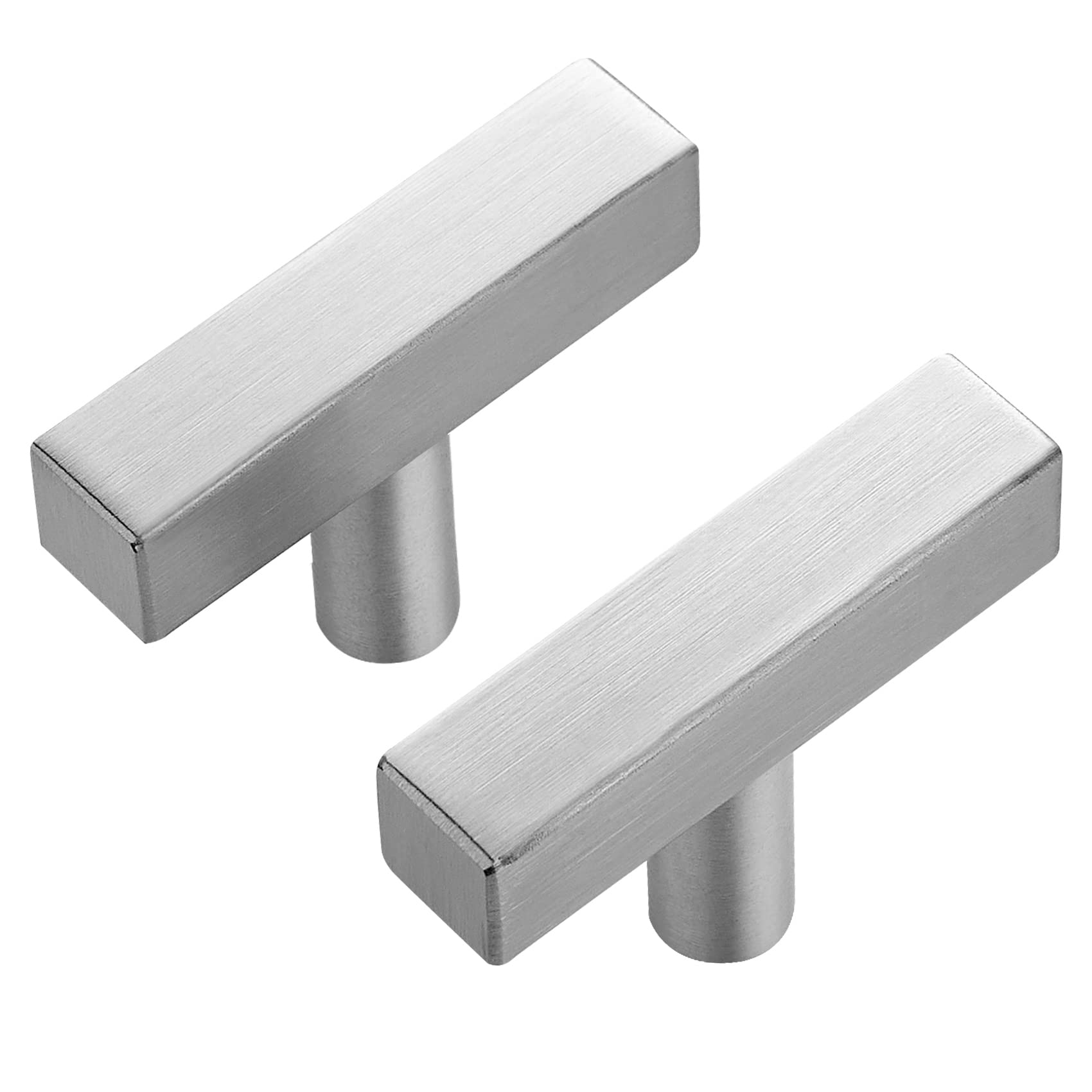 Ravinte30 Pack Brushed Nickel T Bar Cabinet Knobs 2 Inch Square Drawer Knobs Silver Single Hole Kitchen Cabinet Pulls