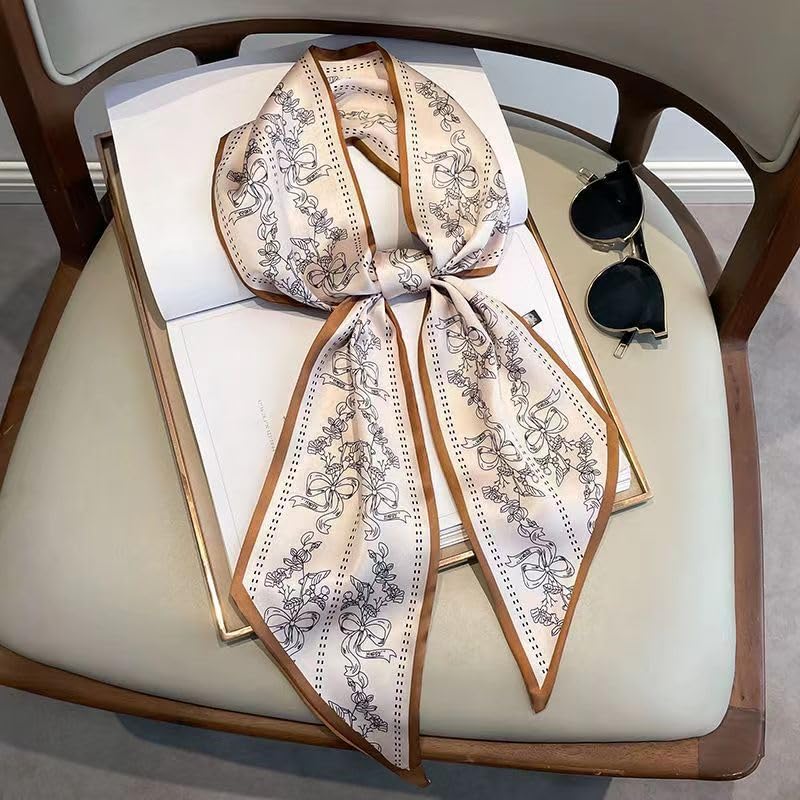 Image of Head Hair Scarf for Women,Silky Long Headscarf Purse Bag Scarfs for Handbag Fashion Satin Neck Scarves Accessories