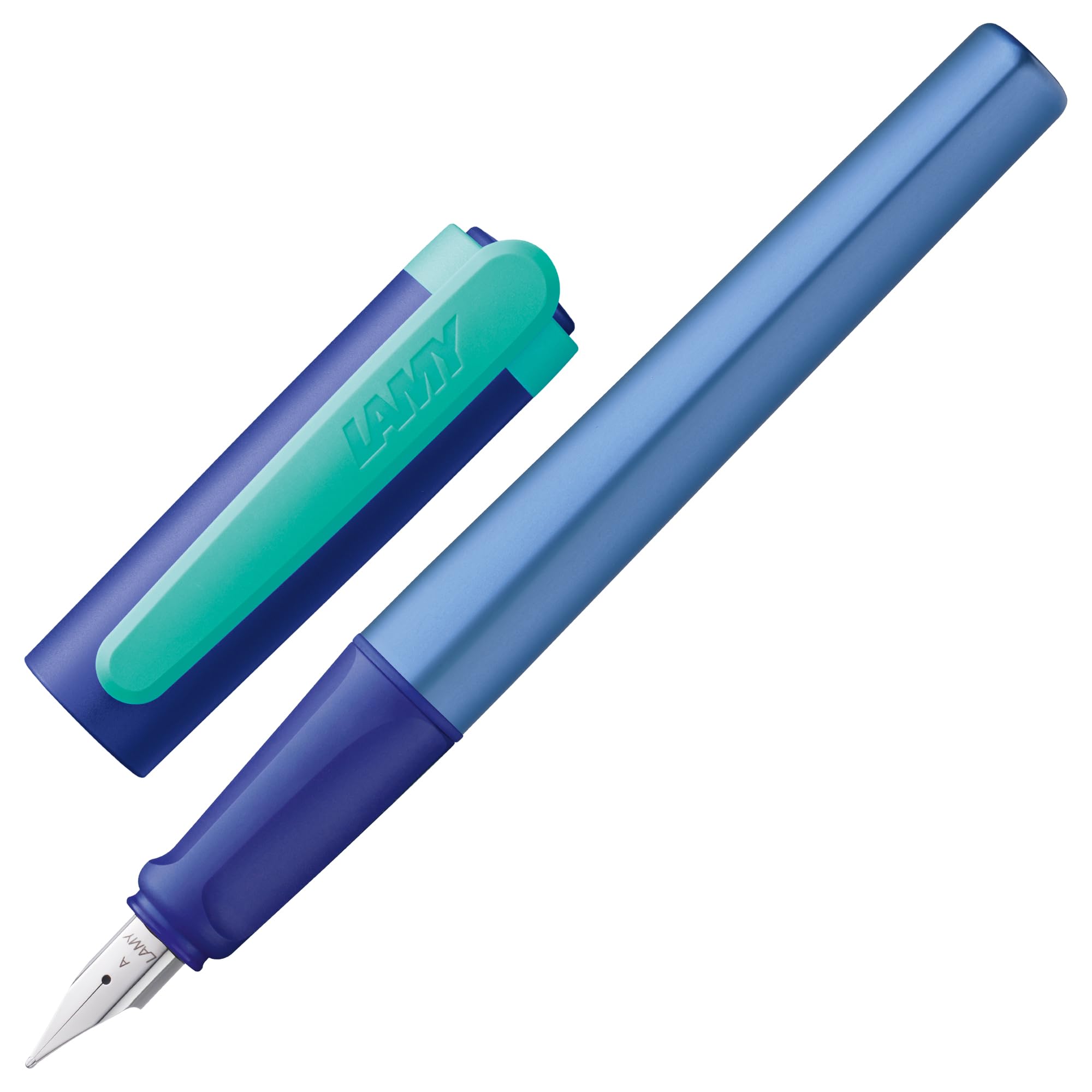 LAMY nexx multiblue – Fountain Pen with slip-proof grip & polished steel nib in size A - triangular aluminum body - including LAMY T 10 blue cartridge - Right-Handed — image 1