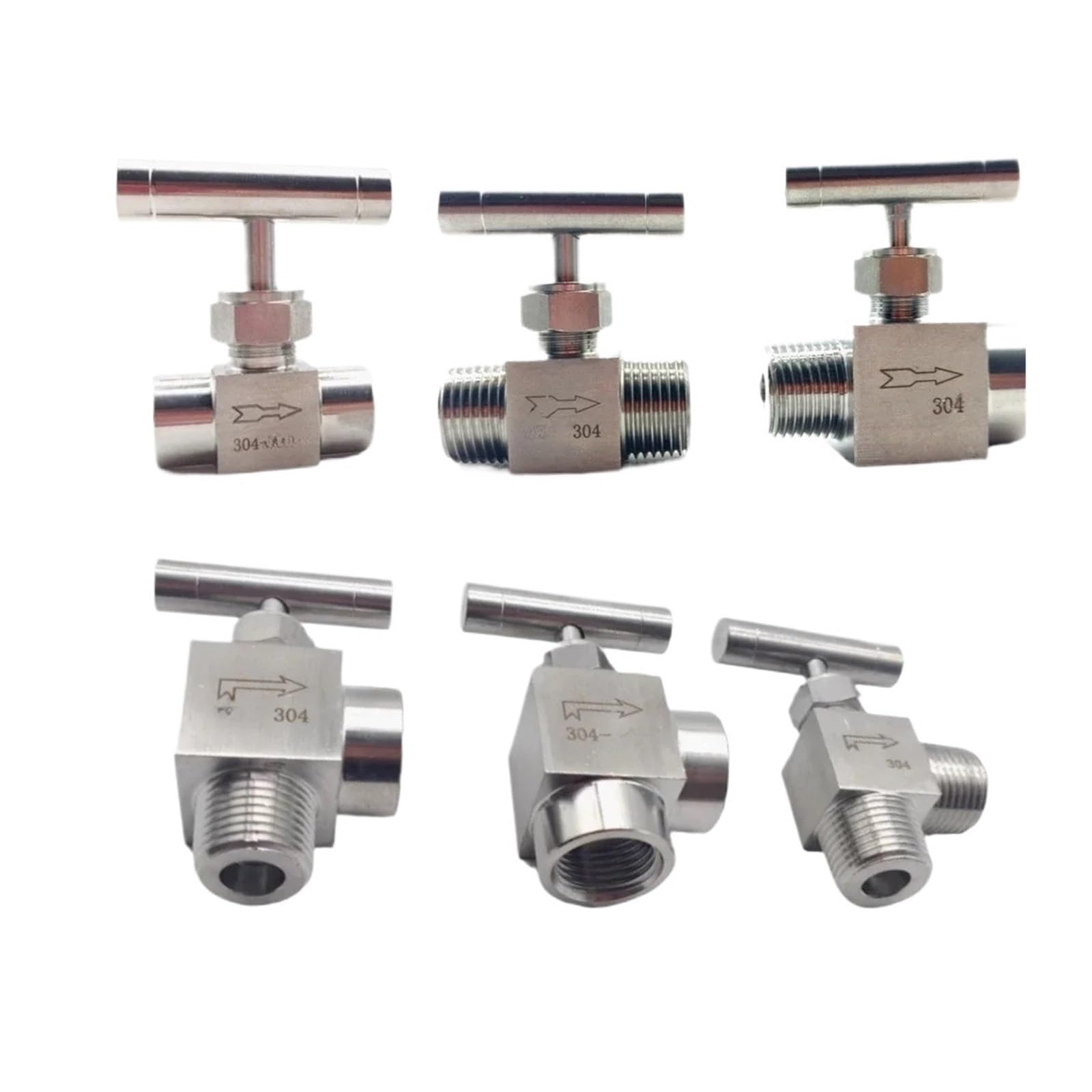 Vanne à pointeau contrôle débit eau gazole 3/8 NPT femelle inox 304 droite
