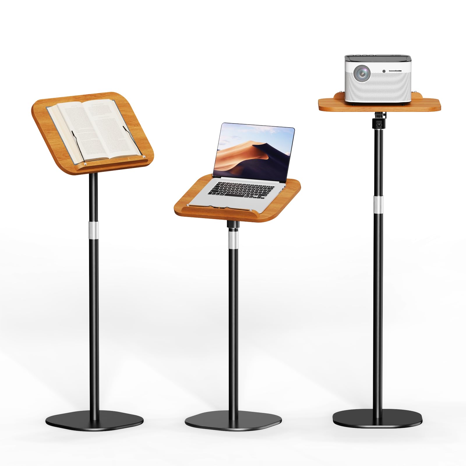 Book Stand for Reading with 360° Rotating, Height Adjustable from 22-51in,Book Holder with Page Paper Clip for Cookbooks,Music Scores,Textbook,Laptop, Projector etc.Made of Sturdy Metal Build (Black)