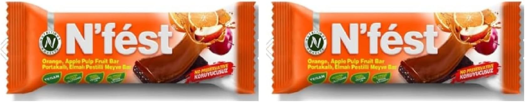 N'fest 40 gr Portakal ve Elma Joleli Yer Fıstıklı Meyve Barı 2li paket