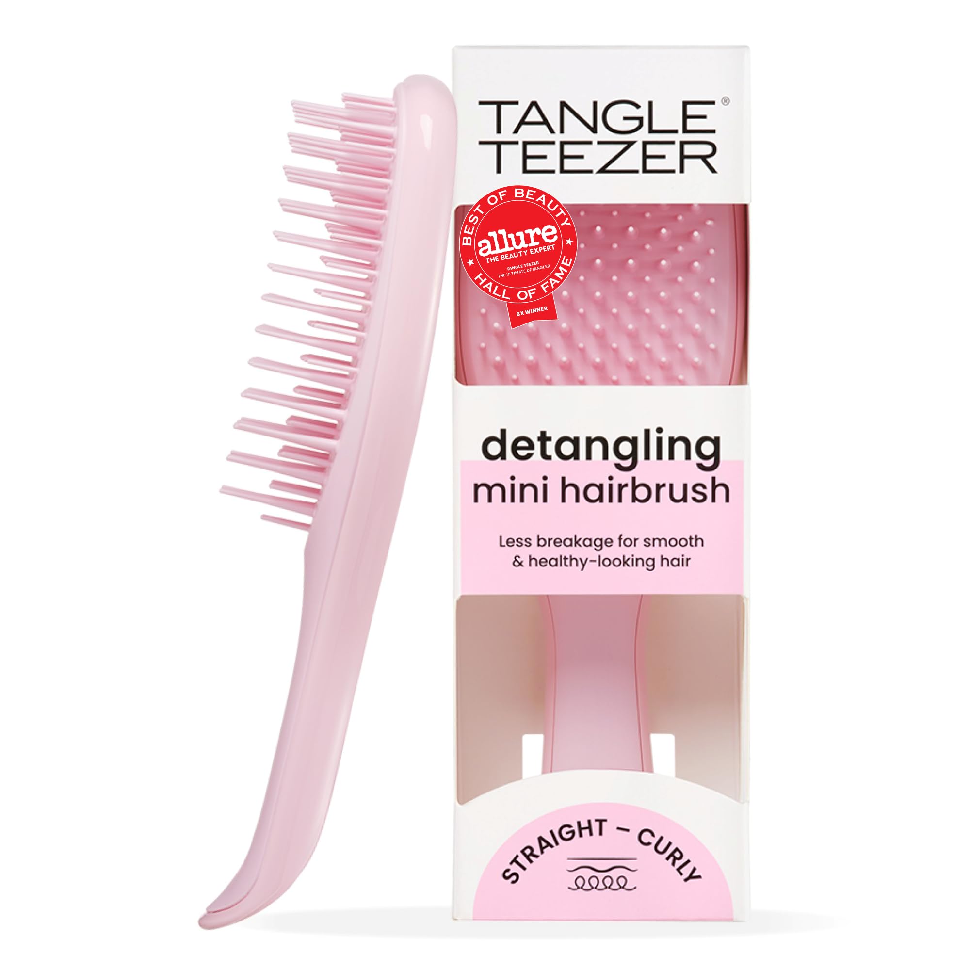 Photo 1 of Tangle Teezer Ultimate Detangler Brush, Eliminates Knots & Reduces Breakage, Travel-Size Mini Hair Brush for Straight to Wavy Hair Types, Millennial Pink