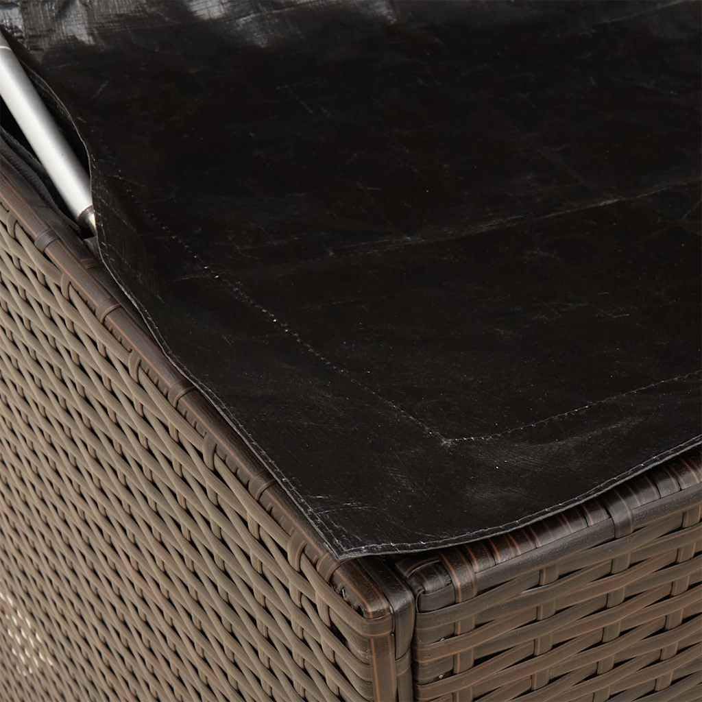 vidaXL Outdoor Cushion Storage Box - Brown PE Rattan/Steel - Waterproof/Weathered Finish - Perfect for Balcony/Patio/Garden Use
