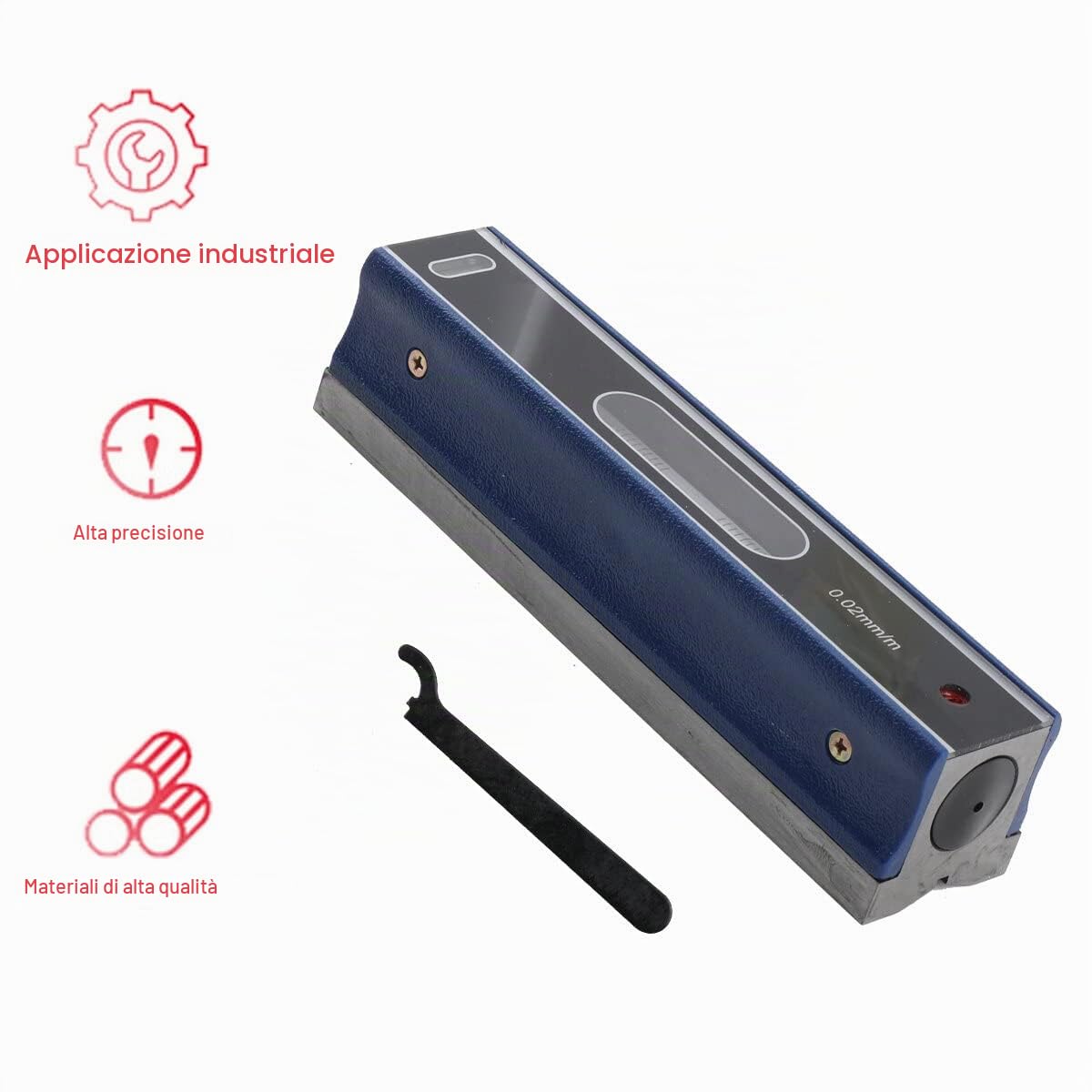 Livella a bolla di precisione per macchina, 200 mm, 0,02 mm/m | Livella ad alta precisione con valigetta in legno, strumento di misurazione di livello industriale per ingegneri
