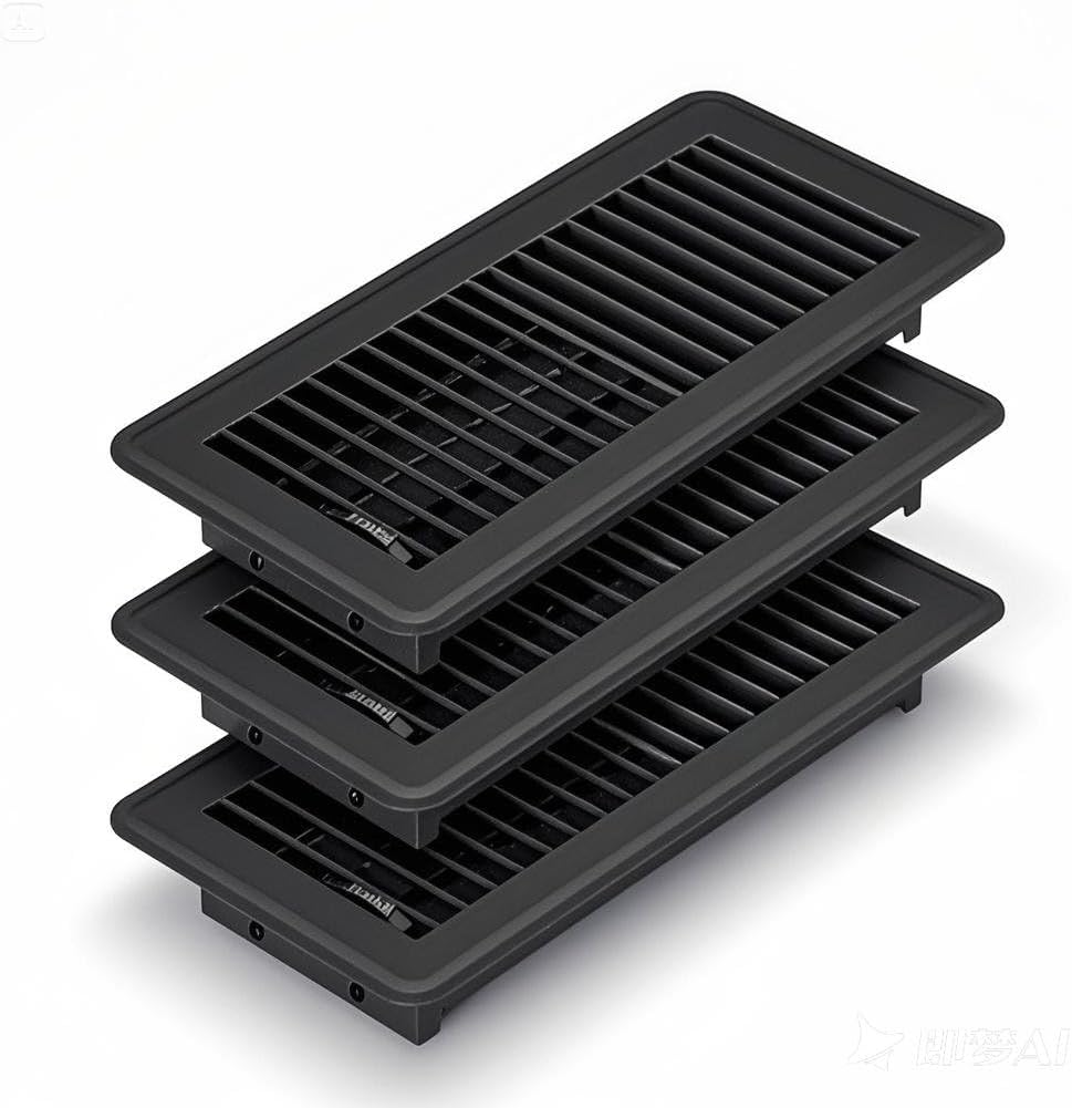4 x 10 Floor Register Black Floor Vent Cover for Home Heavy Duty Metal Air Vent Cover with Rust Proof Finish and Adjustable Knob for Floor Wall Ceiling