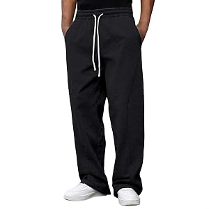 Baggy Sweatpants Men Straight Leg Hiking Joggers Fitness Elastic Waist Trousers Workout Running Y2k Casual Pants