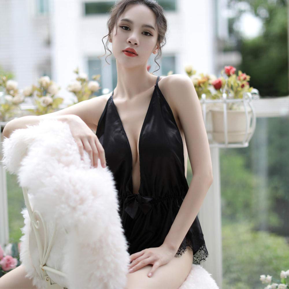 RWRAPS Costumi da Donna Pigiami e Vestaglie da Donna Lingerie Sexy da Donna Lingerie Sexy appassionata Camicia da Notte alla Caviglia (Nero Taglia Unica) (Nero Taglia Unica)
