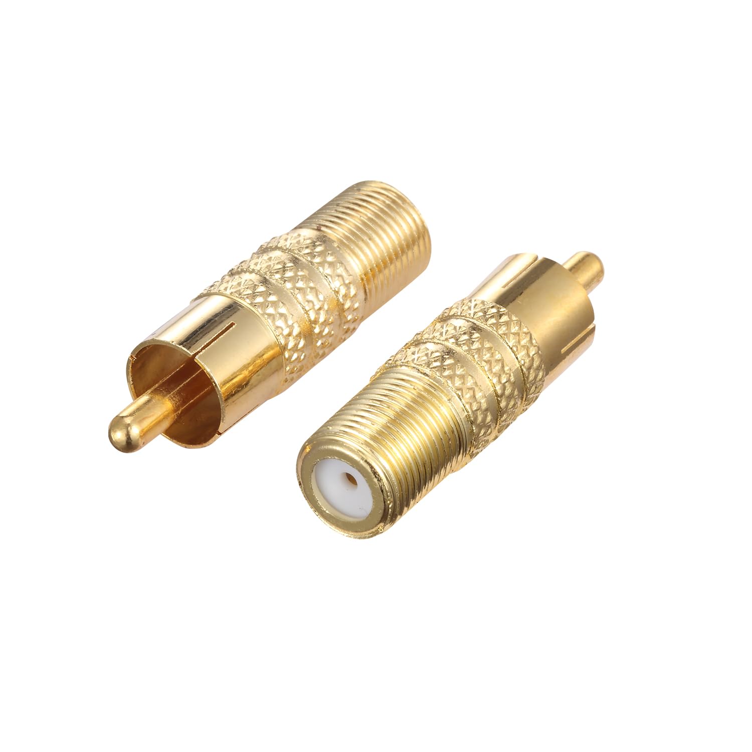 Adattatore F femmina a RCA maschio, connettore cavo coassiale in rame placcato oro 75 ohm per TV via cavo, TV satellitare, TV, modem, subwoofer, apparecchiature audio e video, confezione da 2