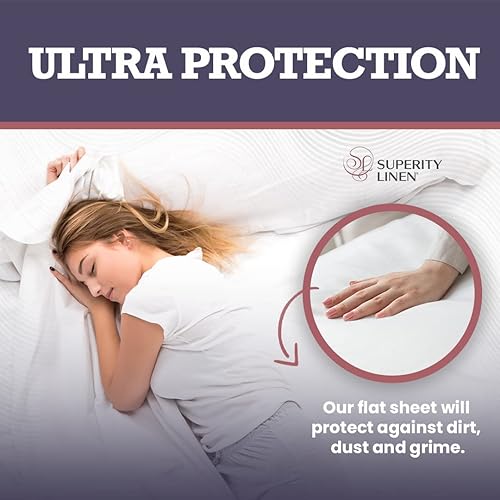 Miniatura 4 de Superity Linen Sábana encimera tamaño individual para cama, 100% algodón, duradera y cómoda con 200 hilos, suave, transpirable y acogedora (66 x 96)