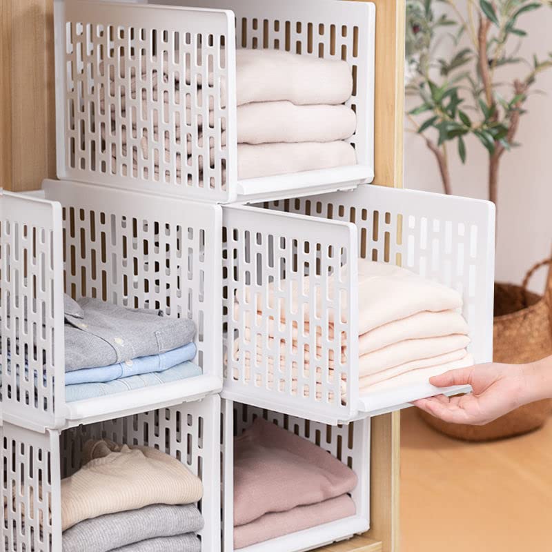 Questo cestello portaoggetti impilabile per Armadio con cassetti Estraibili a Strati è Adatto per Vestiti, Calze, Asciugamani da Bagno, Organizer Fai da Te per Camera da Letto (Pannello Bass