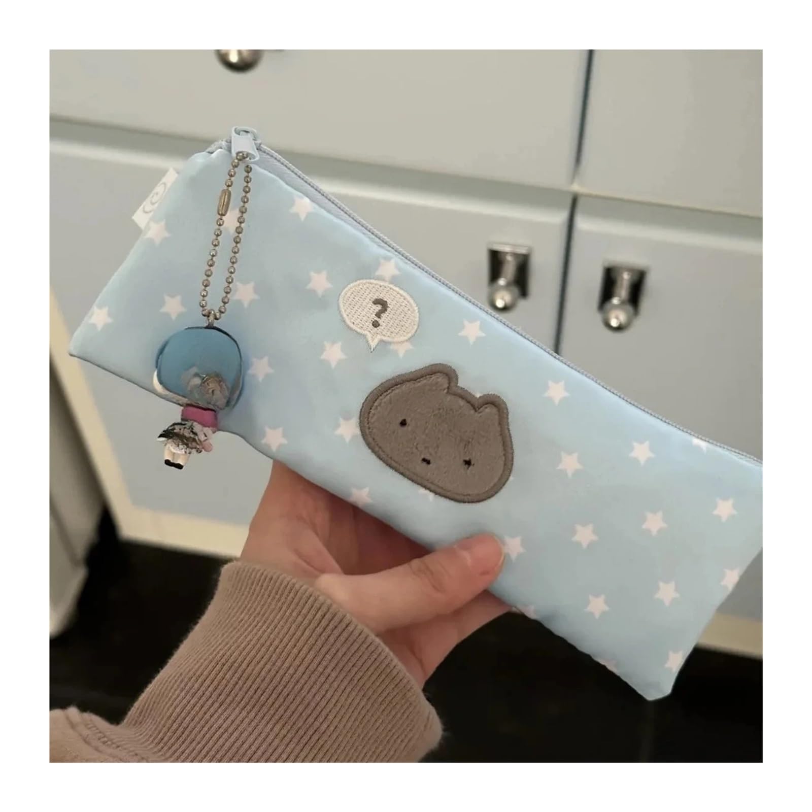 Astuccio con stelle for la scuola | Rete, multistrato, grande capacità, multifunzionale(Blue no pendant)
