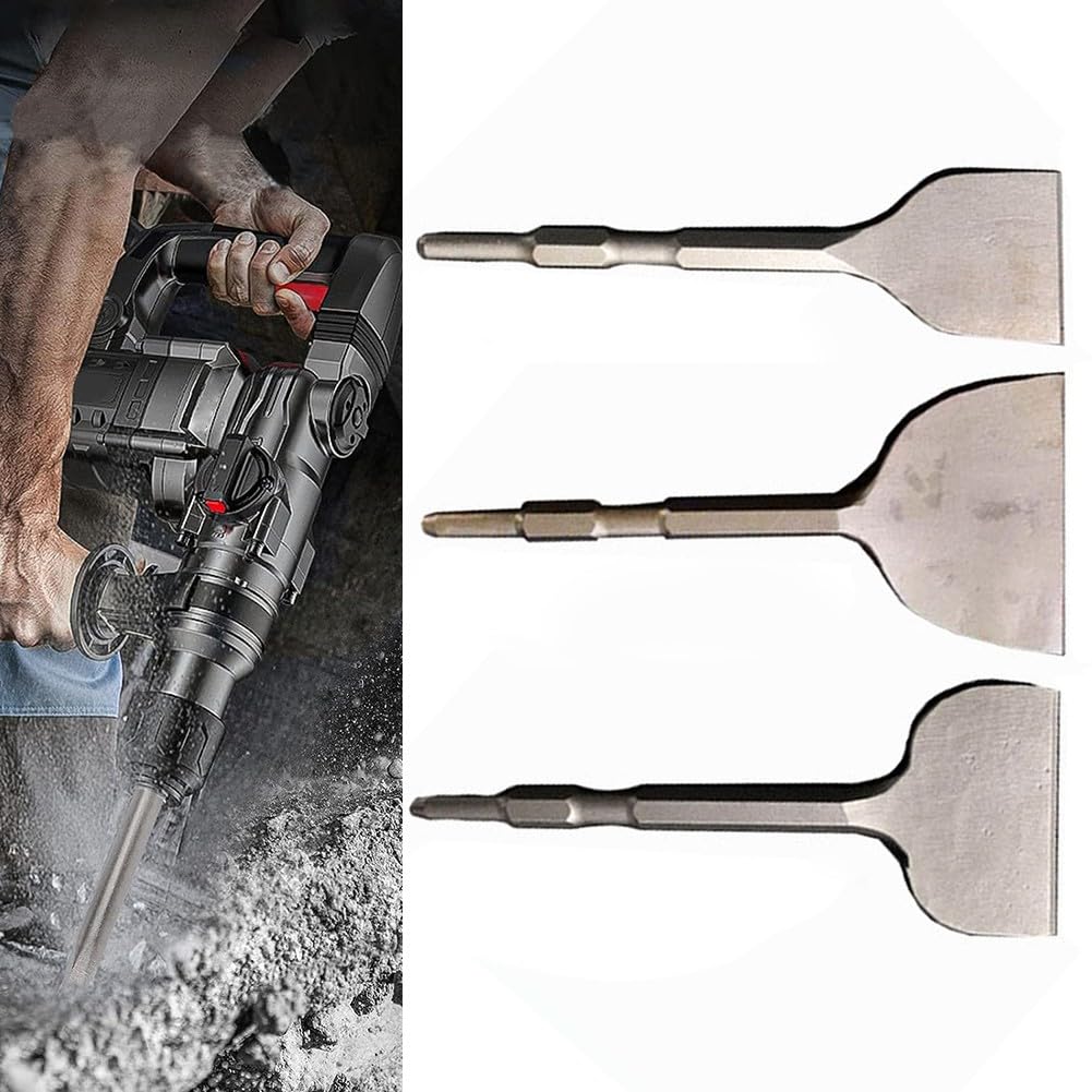 Cincel plano para martillo eléctrico con vástago hexagonal, 17 × 280 × 100 mm, acero
