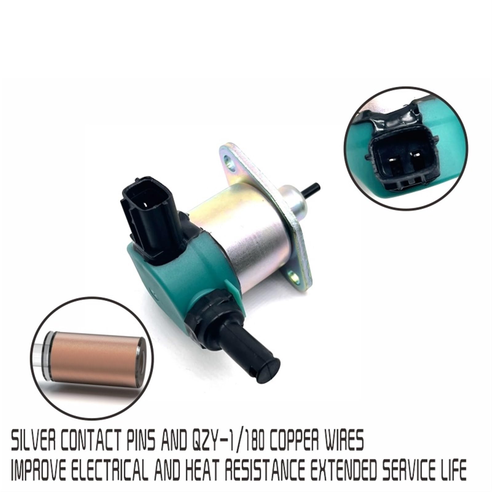 BIVOO Solenoide de Apagado de Combustible 17208-60010 12V 17208-60015 17208-60012 for Motor, cortacésped, Tractor, generador, solenoide de Parada