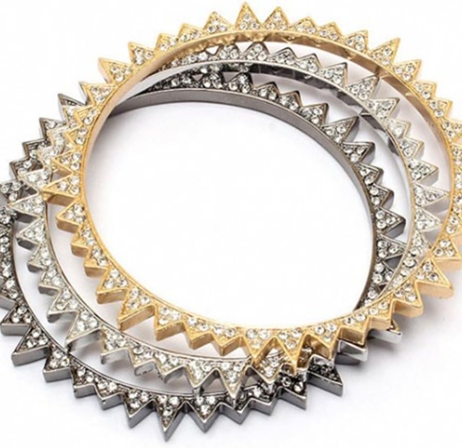 Maranda's Gold, Silver, & Black Studded Bangles-Set of Three - As Seen In Life & Style Magazine