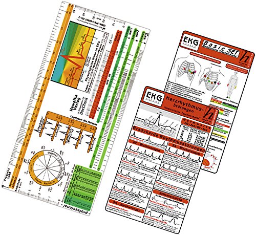 Preisvergleich Produktbild EKG Basic Set -professional- 3er Set - EKG Lineal professional II - 2015 plus Herzrhythmusstörungen, EKG Auswertung