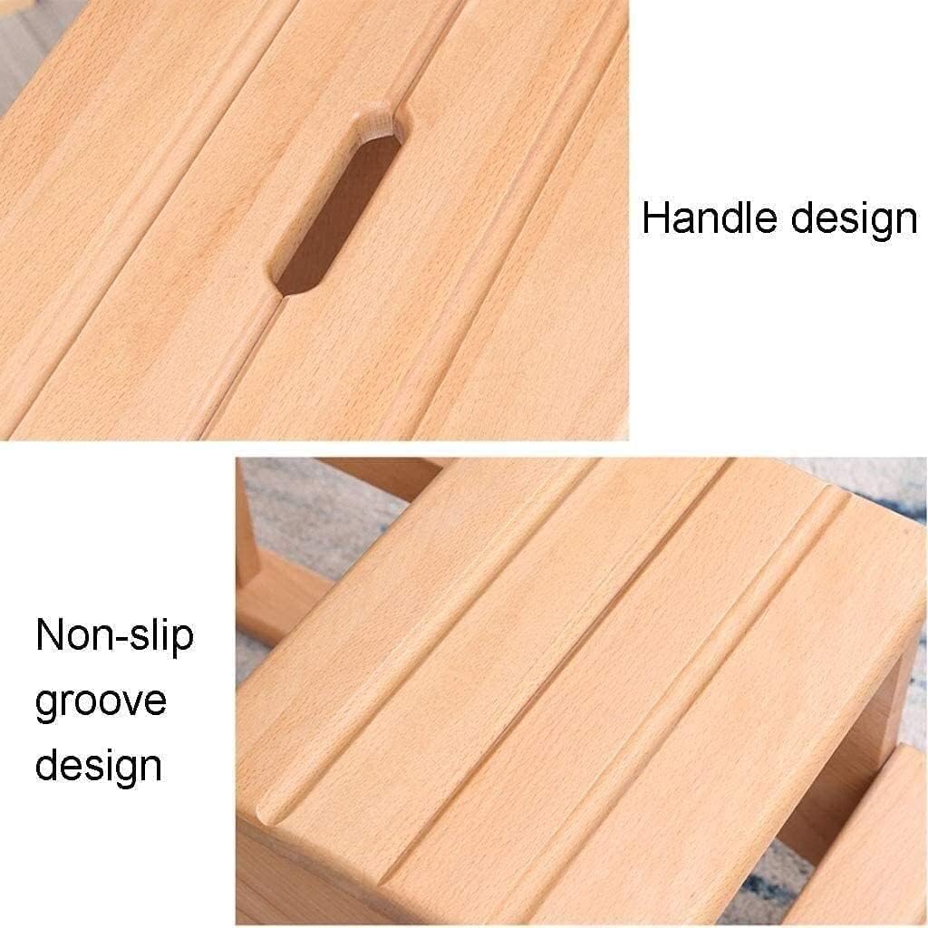 OKUOKA Solid Wood Step Ladder (Beech),3 Tier Step Stool for Kitchen/Office/Library,Multi-Functional Portable Ladder Chair Step Stool (Color : Walnut Color)