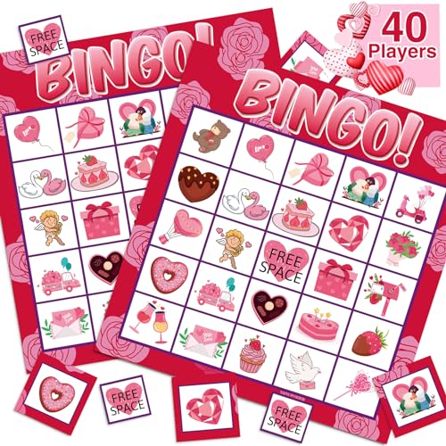 Cartes de bingo Saint-Valentin jollylife pour occuper 40 invités adultes sans s'épuiser