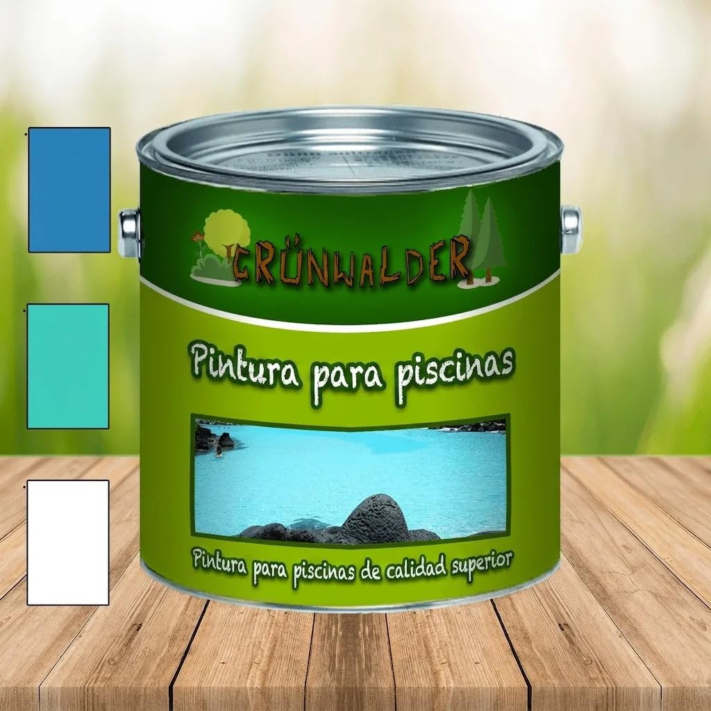 Grünwalder Pintura para piscinas Premium 2K para fibra de vidrio, plástico y poliéster, incluye endurecedor de 2 componentes en azul, blanco, verde y todos los RAL (5 L, azul)