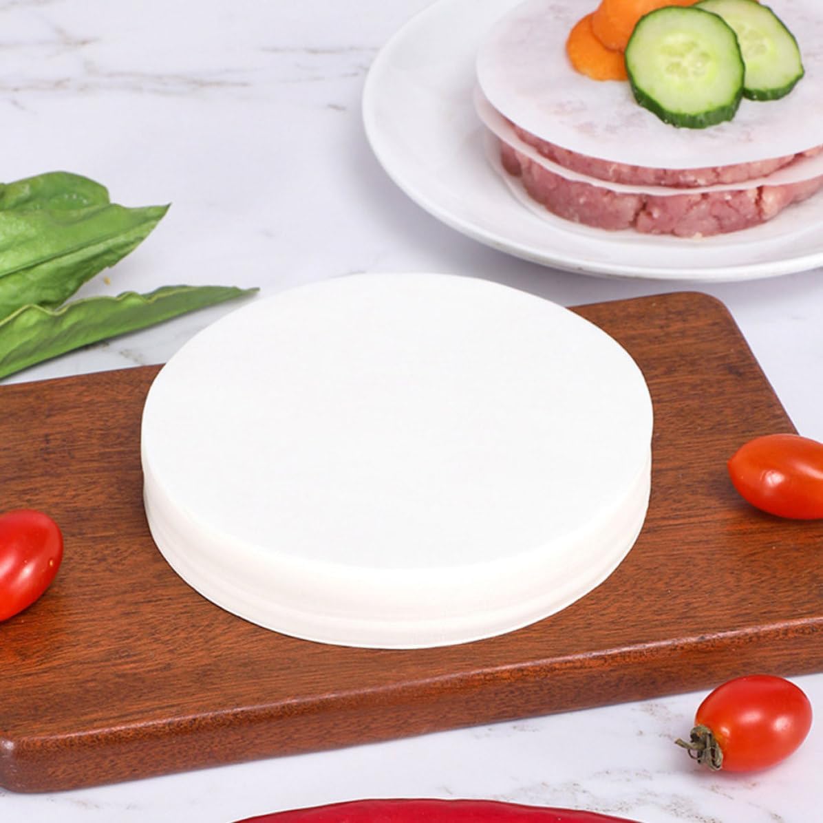 Alipis Hamburger Patty Papers Food Patty Liners 11cm White 100 Pcs round Non-stick Paper Sheets Easy to Use for Kitchen and Baking