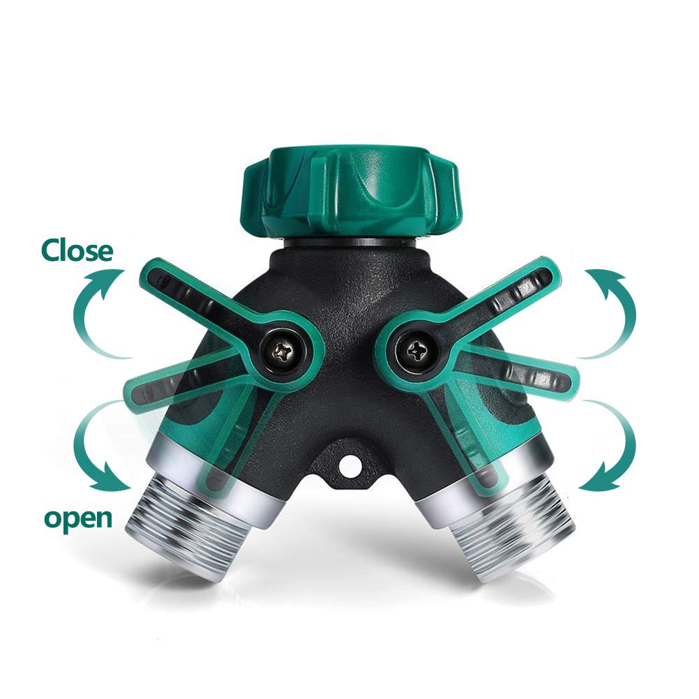 Sdoppiatore Per Rubinetto A 2 Vie Da 3/4, Connettore Per Tubo Da Giardino Con Valvole Di Accensionespegnimento Individuali Adattatore Per Rubinetto Con 2 Connettori E 4 Rondelle In Gomma 90601591