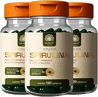 Spirulina em Cápsulas Ca.Nuts | Superalimento Natural – Mais Energia e Imunidade Forte – Rica em Proteínas, Ferro, Vitaminas – Vegana e Sem Glúten (3 Potes - Para 90 dias (360 Cápsulas))