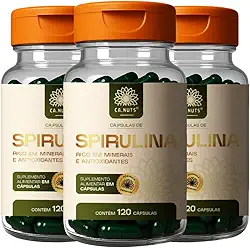 Spirulina em Cápsulas Ca.Nuts | Superalimento Natural – Mais Energia e Imunidade Forte – Rica em Proteínas, Ferro, Vitaminas – Vegana e Sem Glúten (3 Potes - Para 90 dias (360 Cápsulas))