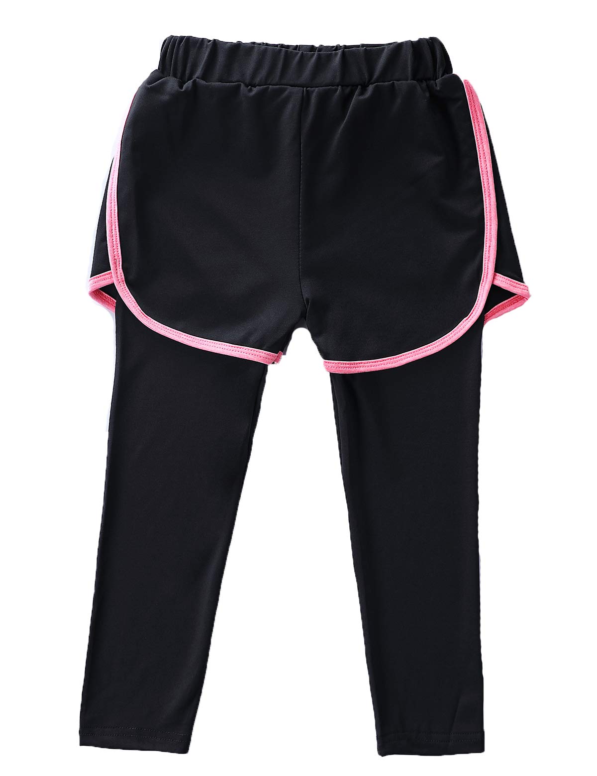 Echinodon Mädchen Sport-Set 2tlg Schnelltrockend Langarmshirt + Hose mit Shorts Trainingsanzug für Jogging Training Yoga