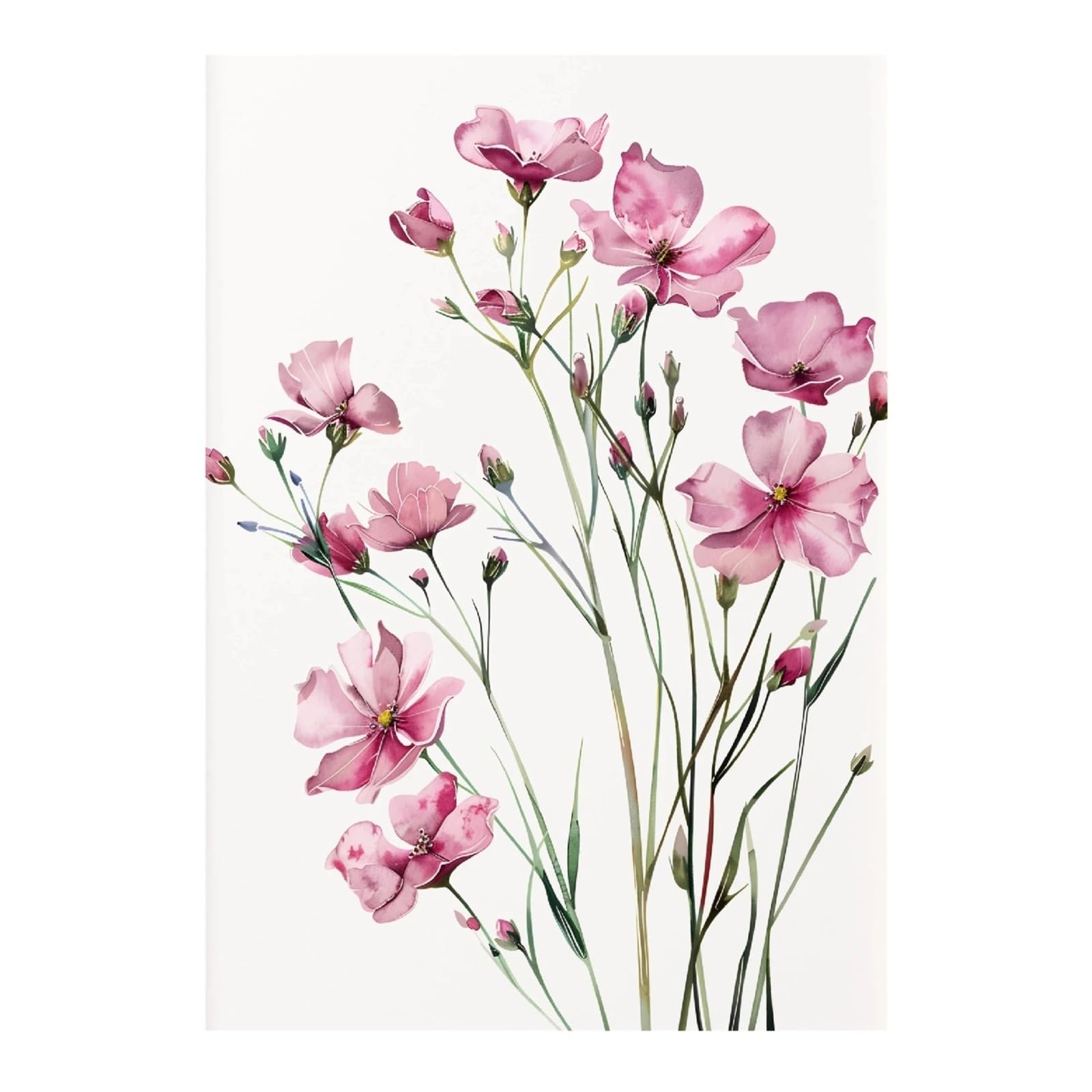 Graiting 1pc Meadow Botanical Wildflower Floral Pink Flowers Poster Canvas Painting Print For Living Room Home Decor(5,30x45cm)