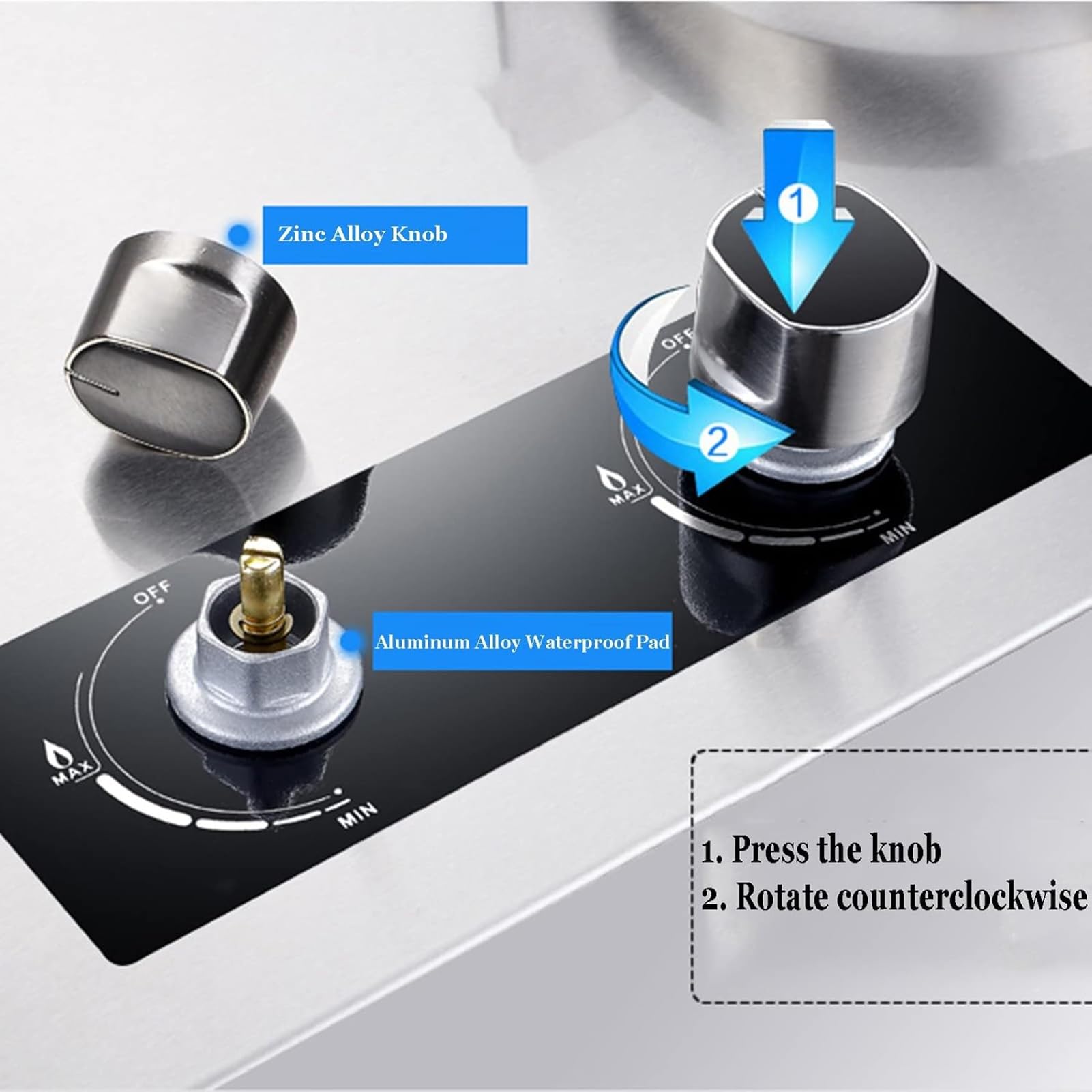THEGA Cocina De Gas De 7,2 KW, Placa De Sobremesa Independiente De 2 Quemadores, Temporizador De 180 Minutos, con Encendido Automático, Ideal para Cocina(LPG)