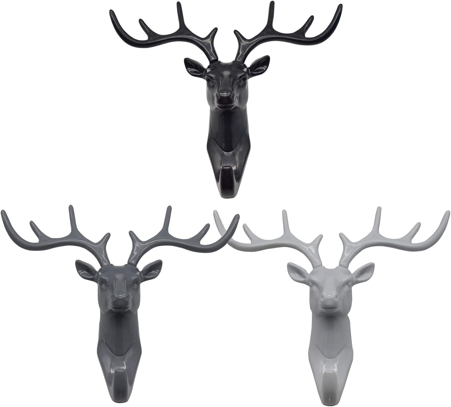 Maydahui 3PCS Deer Head Wall Hook Antler Hanger Animal