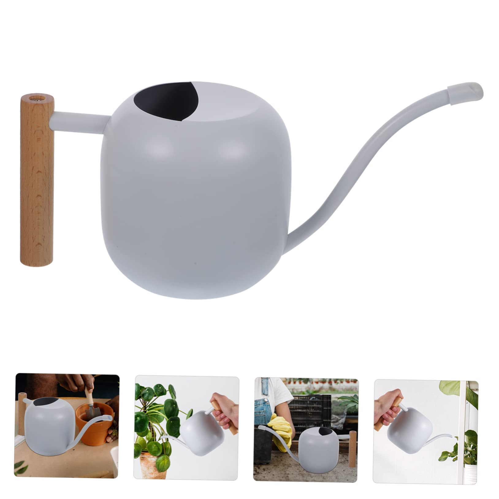Regadera De Inoxidable Mango De Madera De Boca para Riego De De Interior y Jardín Capacidad De Diseño Ergonómico para Cómodo