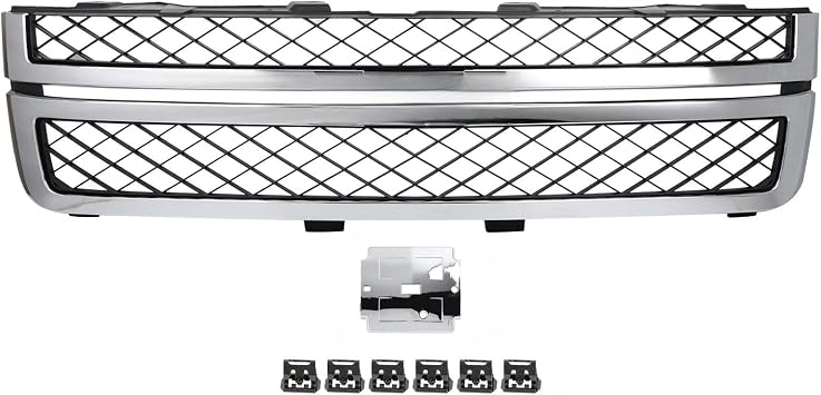 Factory-Style Chrom+Black Grille W/O Upper Trim Compatible With 2011-2014 Chevy Chevrolet Silverado/GMC Sierra 2500 3500 HD Front Bumper Mesh Grill Replacement GM1200639