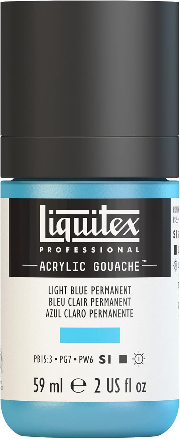 Liquitex Professional Acrylic Gouache, 2-oz (59ml) Bottle, Light Blue Permanent