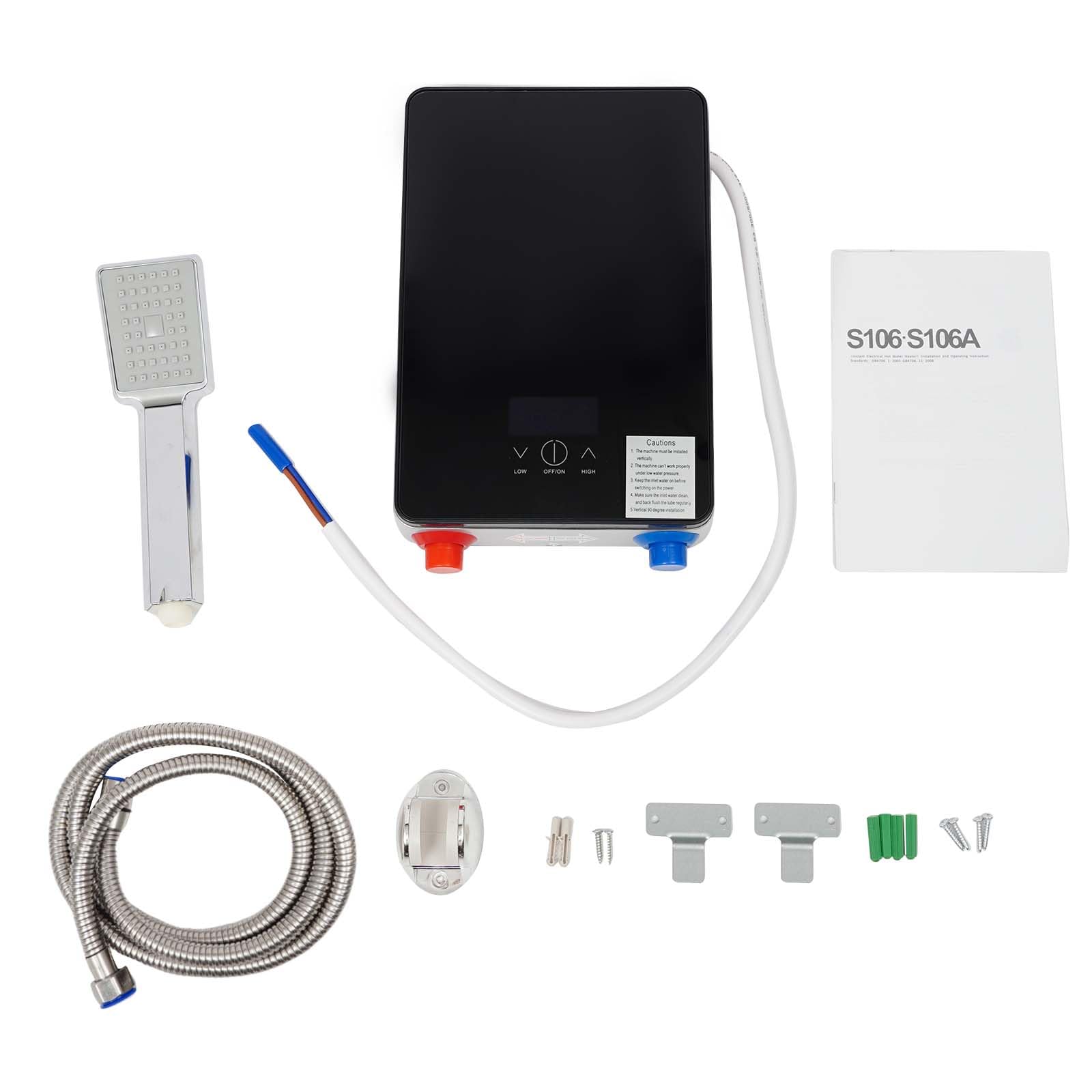 Scaldabagno Istantaneo, Scaldabagno Elettrico Senza Serbatoio, 6500W Mini Scaldabagno a Parete, Con Display della Temperatura, Temperatura Costante LED, Doccia per Bagno Cucina Casa Hotel Appartamento
