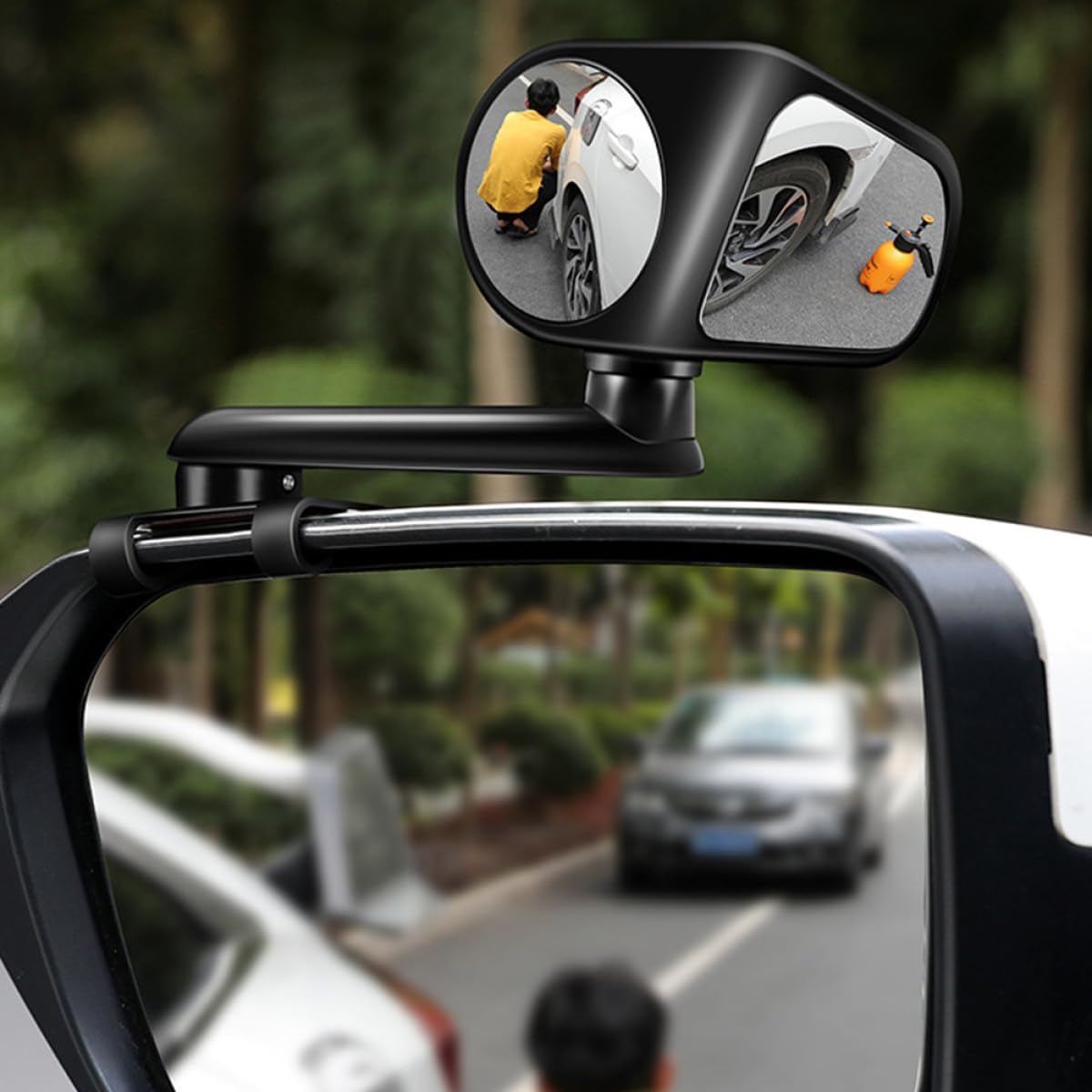 Car Blind Spot Mirror 360° Adjustable Rear View Mirror with Plastic and Glass for Vehicle Side and Rear Wheel Blind Zone Safety Aid