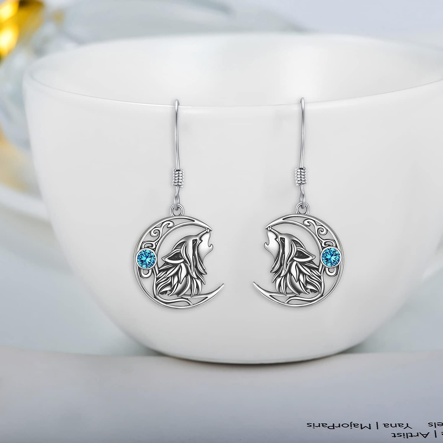POPKIMI Cute Animal Dangle Earrings Animal Jewelry Birthday Christmas Gifts for Women Sterling Silver Crystal Opal Earrings