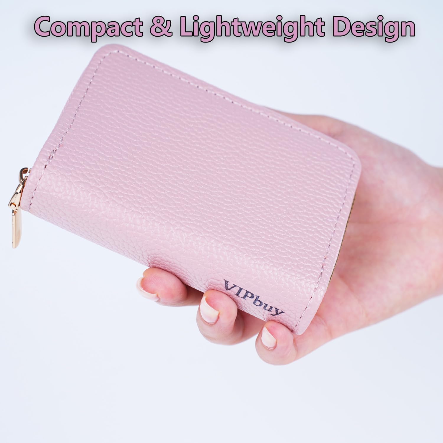 Credit Card Holder Wallet RFID Blocking - Small Secure PU Leather Card Case for Men Women, 11 Card Slots Compact Credit Card Organizer (Pink)