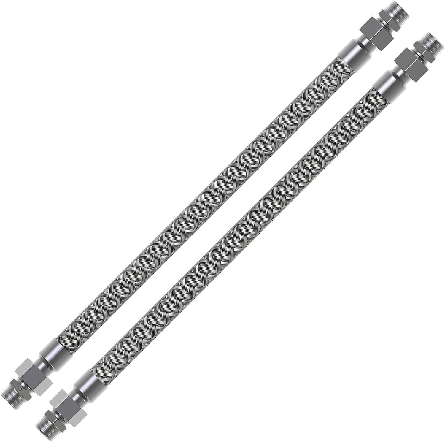 2Pcs 20" Compressor Jumper Hose 3/4" NPT, Industrial Grade Air Compressor Hose of Flexible Stainless Steel Body With 3/4" NPT Male Fittings Both Ends Rotate Freely 750°F 450 PSI