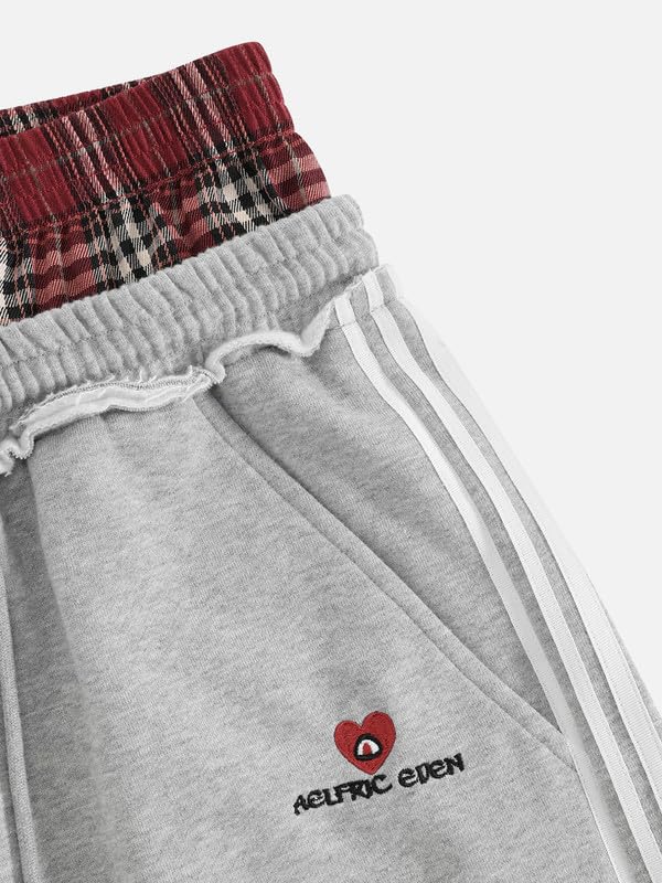 Aelfric Eden Baggy Shorts Herren Sommer Caprihose Damen Y2K Kurze Hosen Unisex Karierte Patchwork Kurz Jogginghose Oversize Basic Freizeithose Hip Hop Sportshorts Casual Sweatshorts