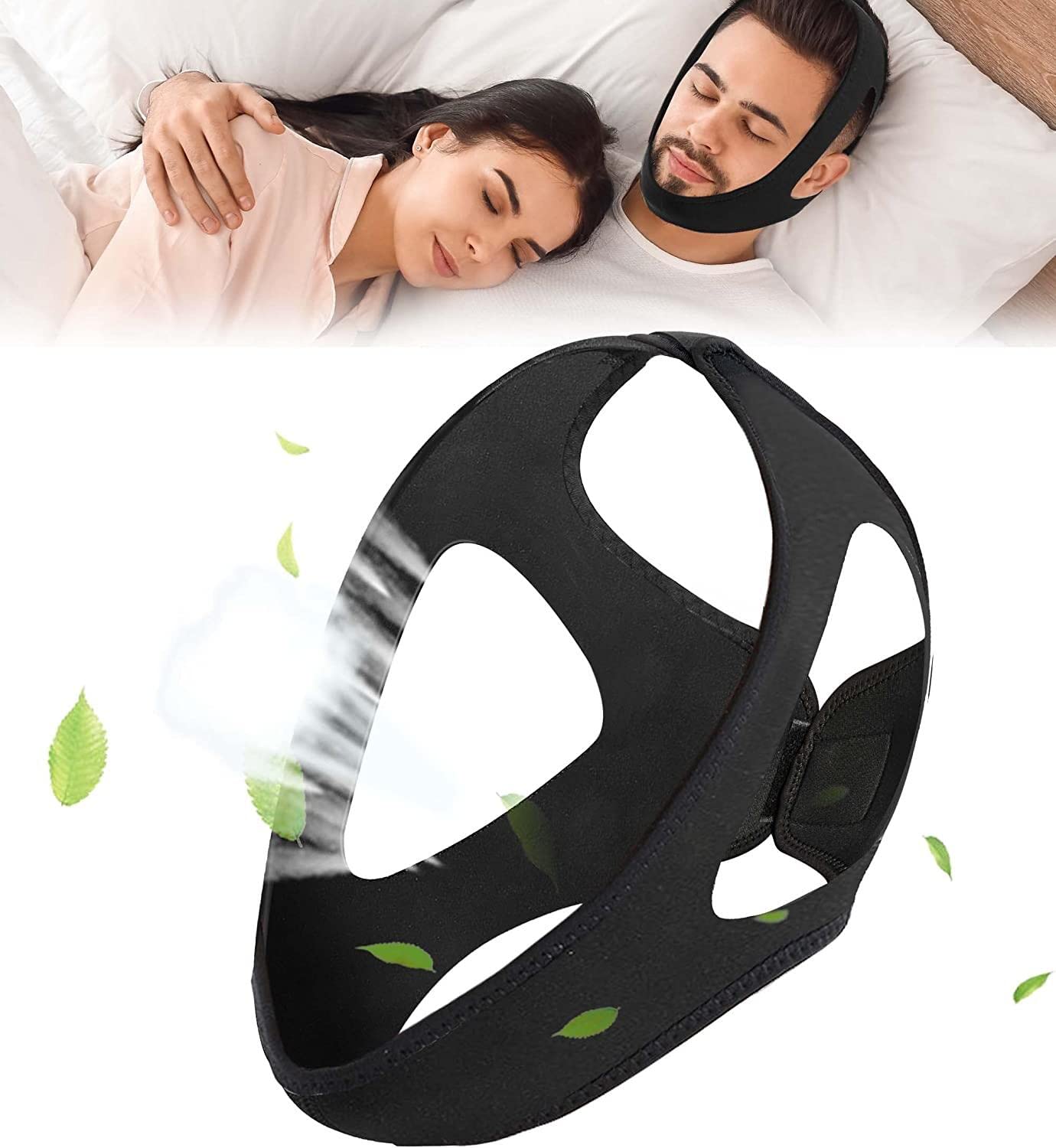 Anti-Snoring-Chin-Strap Anti-Snoring-Dévices Adjustable-Snoring-Solution-to-Stop-Snoring-for-Women-and-Men