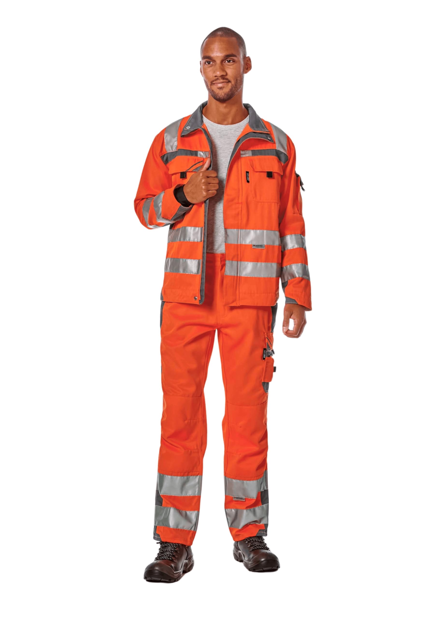 pka Warnschutz Arbeitshose EN ISO 20471 Kl. 2 in Orange/Grau Größe