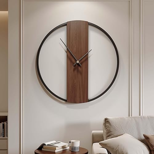 Miniatura 10 de Reloj de pared de 24 pulgadas, relojes de pared grandes para sala de estar, reloj redondo de metal decorativo, funciona con pilas, silencioso, sin