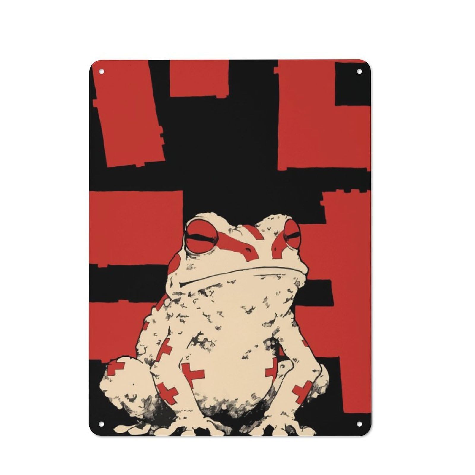 Junmoney Red Cross Frog Retro Tin Sign 40X30cm For Living Room Or Hallway, Gift For Living Room Decor Lovers During The Christmas Season